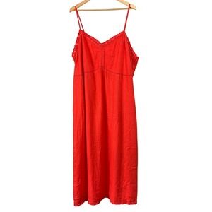 Old Navy Linen Rayon Blend Eyelet Midi Cami Dress  3X NWT Smocked Back Resort